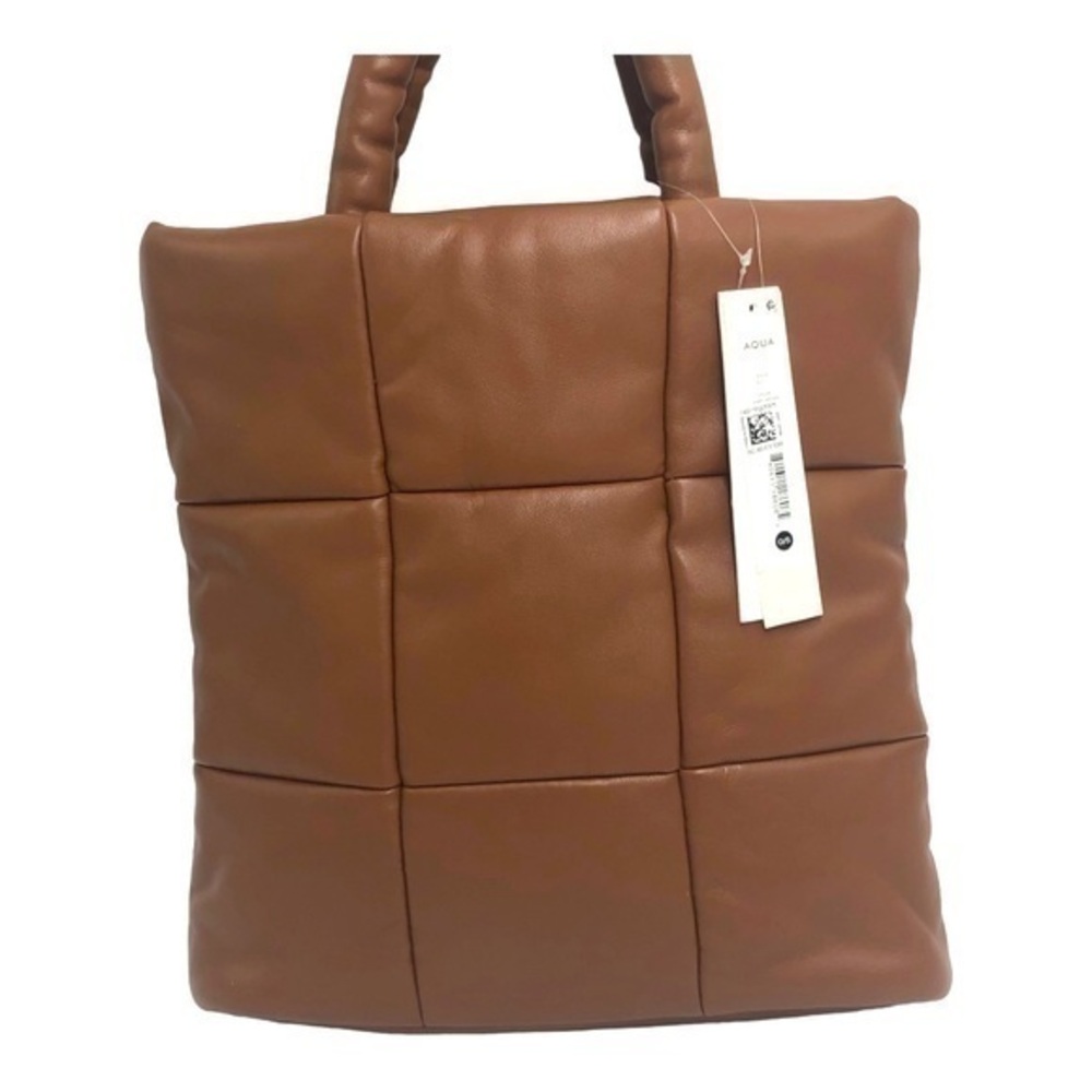 Aqua Brown Quilted Tote Bag NWT